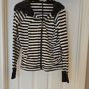 lululemon athletica Black and White Striped Bomber Jacket